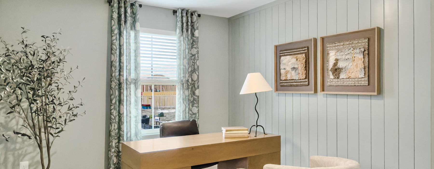 Office with desk and chairs
